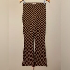 Urban Outfitters Brown Flared Checkered Pants Small